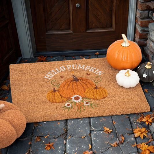 Natural Autumn Days Hello Pumpkin Doormat