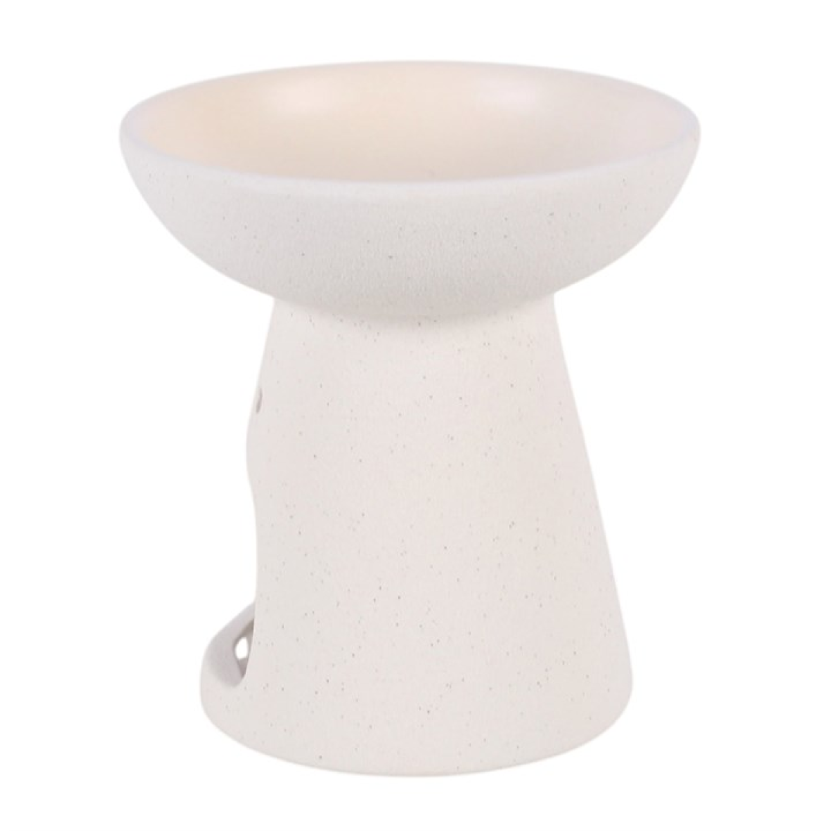 White textured stool with a round seat on a white background