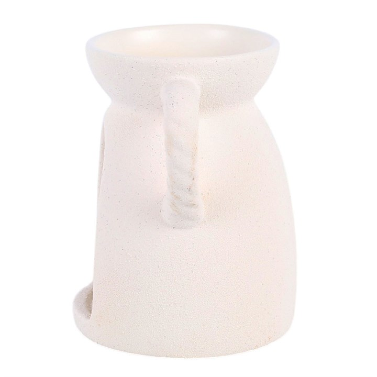 White ceramic candle holder on a white background