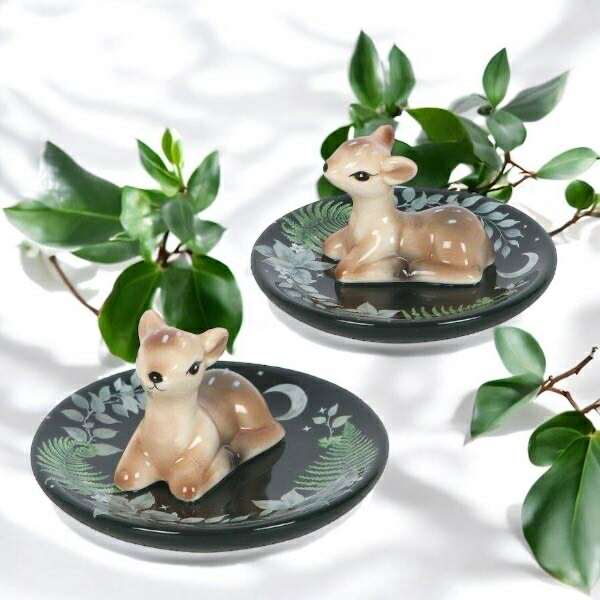 Elegant Fawn Ceramic Trinket Dish – Woodland Charm for Your Treasures