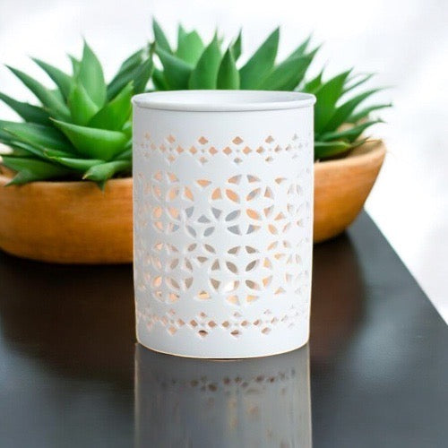 White Matte Cut-Out Oil Burner & Wax Warmer