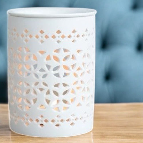 White Matte Cut-Out Oil Burner & Wax Warmer
