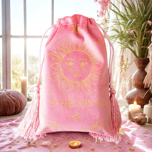The Sun Vintage Tarot Velvet Drawstring Bag