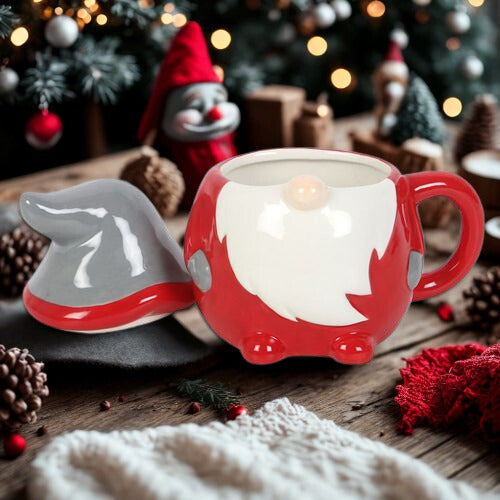 Christmas Gonk Lidded Mug – 300ml Festive Quirky Mug