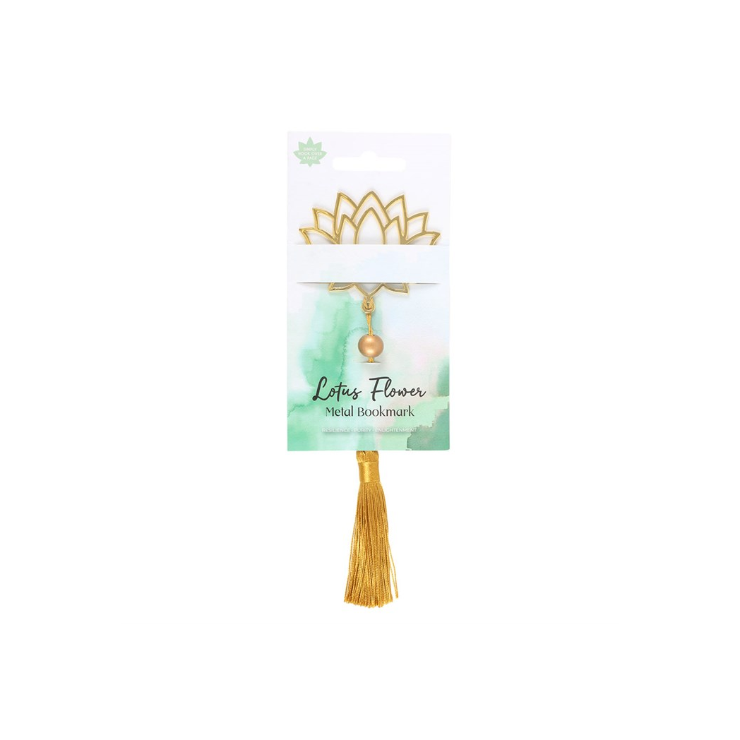 Lotus flower tassel bookmark with packaging on a white background