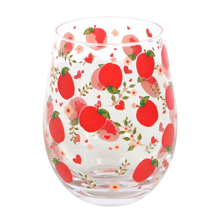 Apple Print Stemless Glass – Stylish Drinkware for Juice, Cider & More