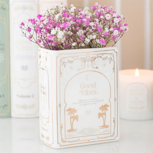 White Ceramic Book Vase – Elegant Literary-Inspired Home Décor
