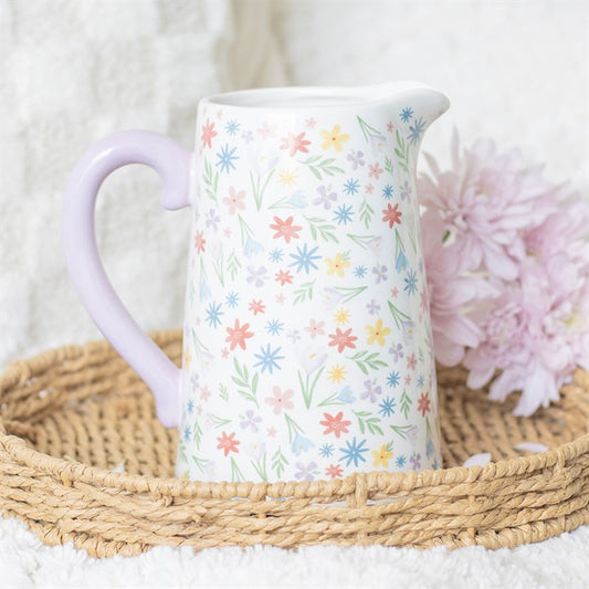 Rainbow Bloom Ceramic Flower Jug – Spring Floral Design
