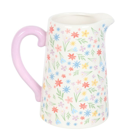 Rainbow Bloom Ceramic Flower Jug – Spring Floral Design