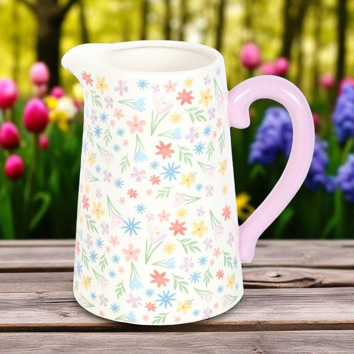 Rainbow Bloom Ceramic Flower Jug – Spring Floral Design