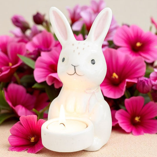 Bunny Ceramic Tealight Holder – A Springtime Glow for Every Home