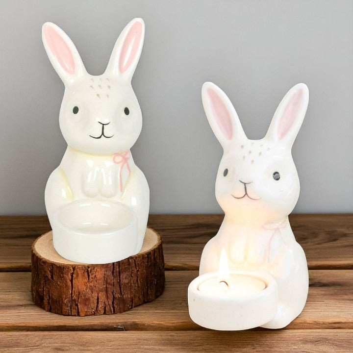 Bunny Ceramic Tealight Holder – A Springtime Glow for Every Home
