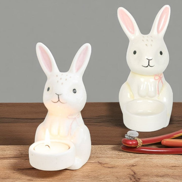 Bunny Ceramic Tealight Holder – A Springtime Glow for Every Home