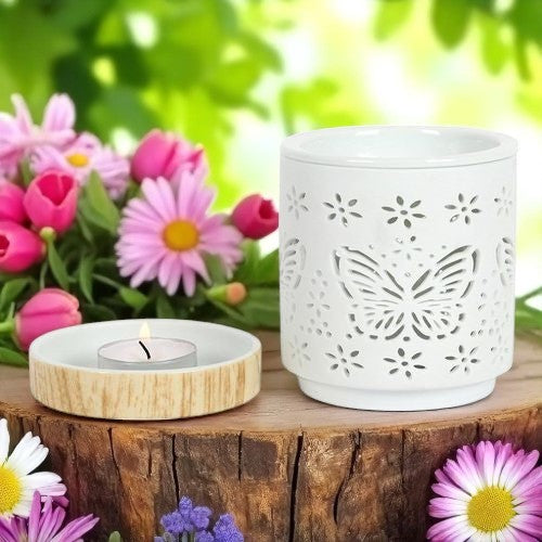 Matte Ceramic Butterfly Oil Burner