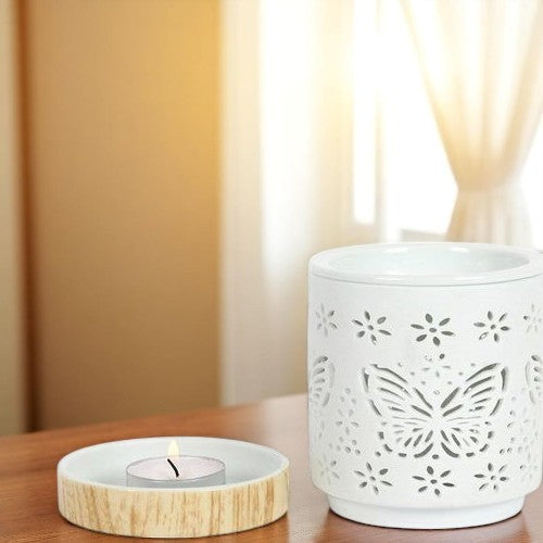 Matte Ceramic Butterfly Oil Burner