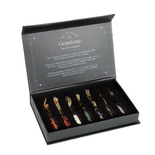 Crystal Christmas Tree Hanging Set – Set of 7 Gemstone Ornaments for Harmony & Joy