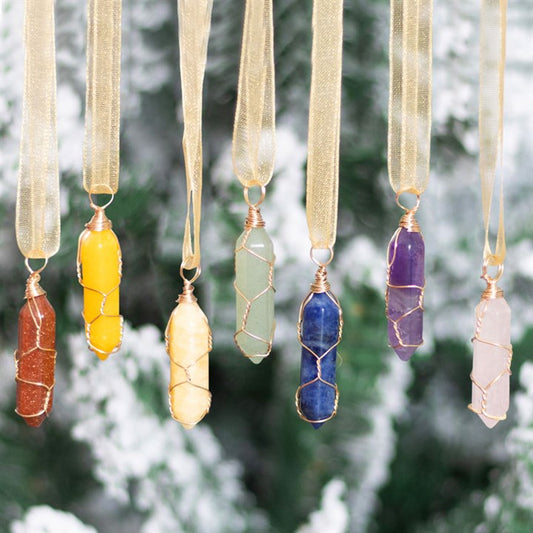 Crystal Christmas Tree Hanging Set – Set of 7 Gemstone Ornaments for Harmony & Joy
