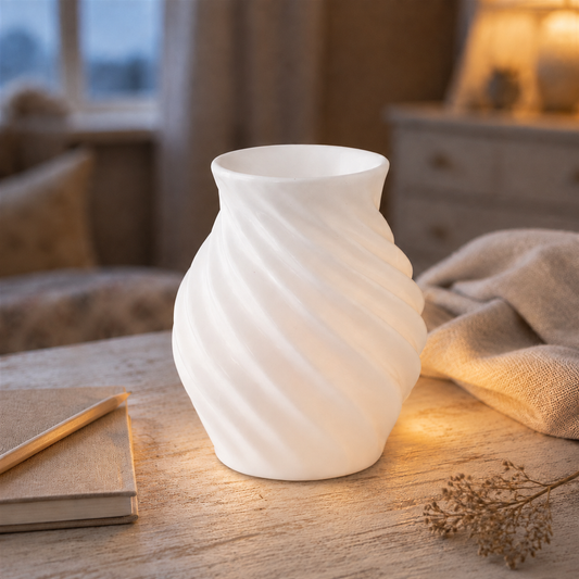 White Spiral Swirl Oil Burner and Wax Warmer