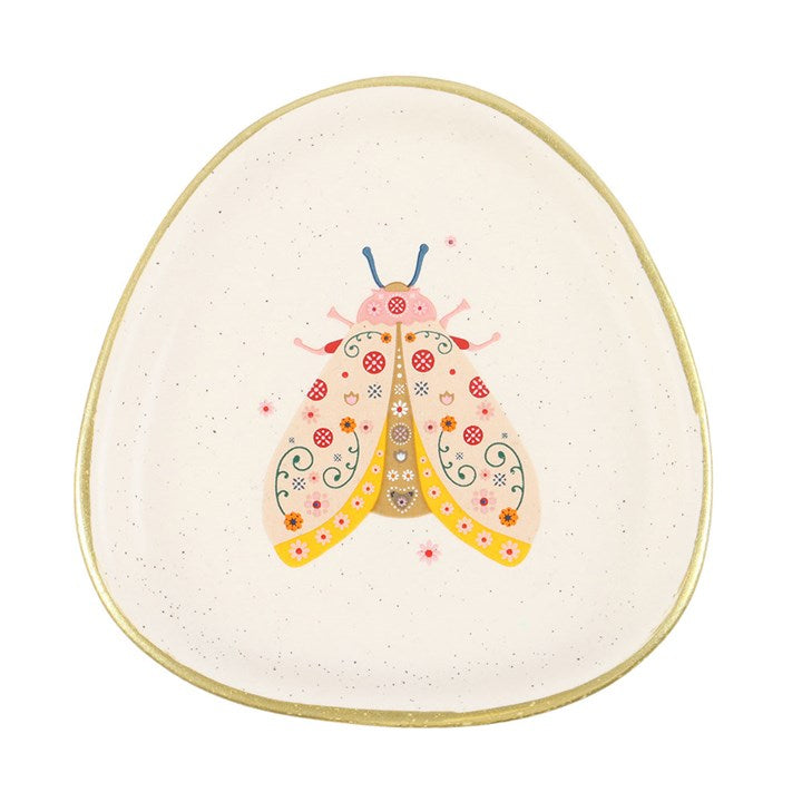 Floral Moth Ceramic Trinket Dish – Whimsical Jewellery Holder