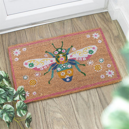 Floral Bug Coir Doormat – Bee Design