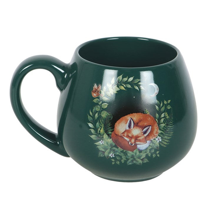 Green Sleeping Fox Rounded Mug - 500ml