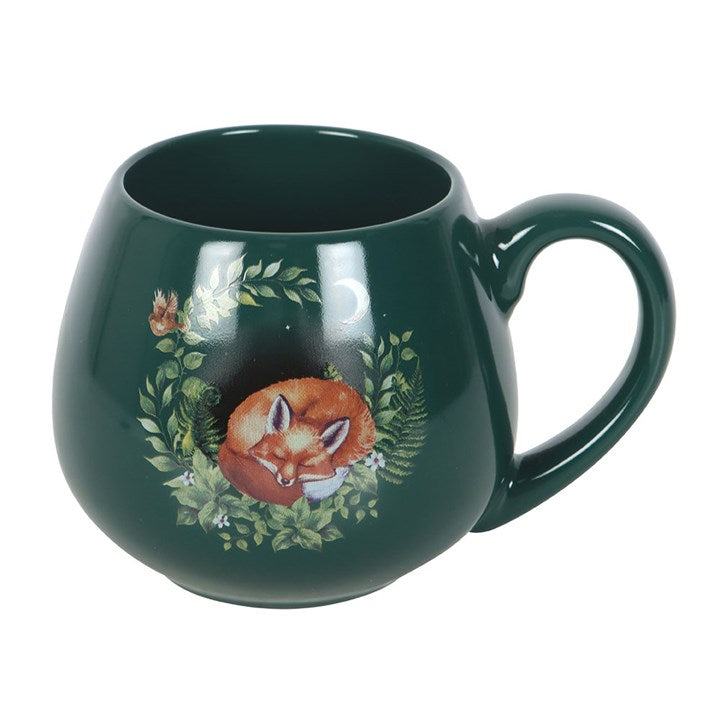 Green Sleeping Fox Rounded Mug - 500ml