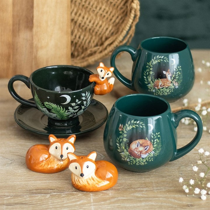Green Sleeping Fox Rounded Mug - 500ml