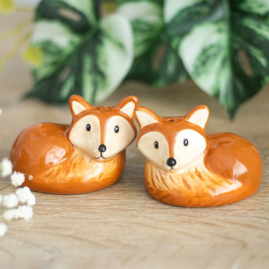 Ceramic Fox Salt & Pepper Shakers – Set of 2