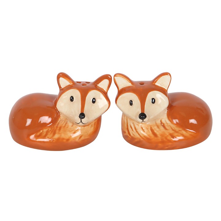 Ceramic Fox Salt & Pepper Shakers – Set of 2