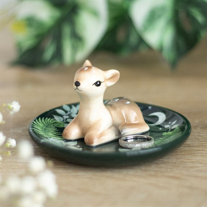 Elegant Fawn Ceramic Trinket Dish – Woodland Charm for Your Treasures