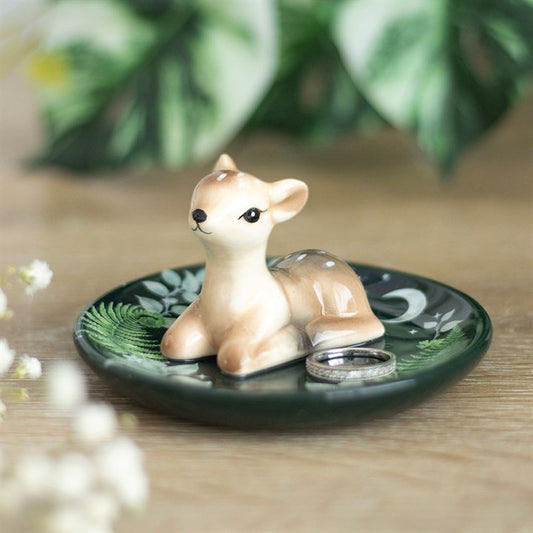 Elegant Fawn Ceramic Trinket Dish – Woodland Charm for Your Treasures
