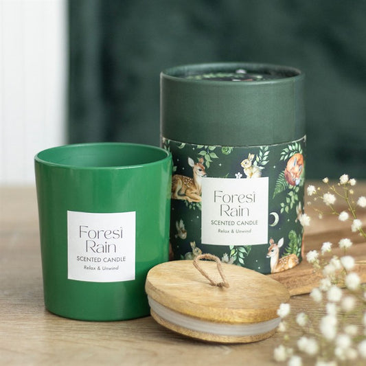 Forest Rain Candle with Wooden Lid – 28-Hour Burn Time
