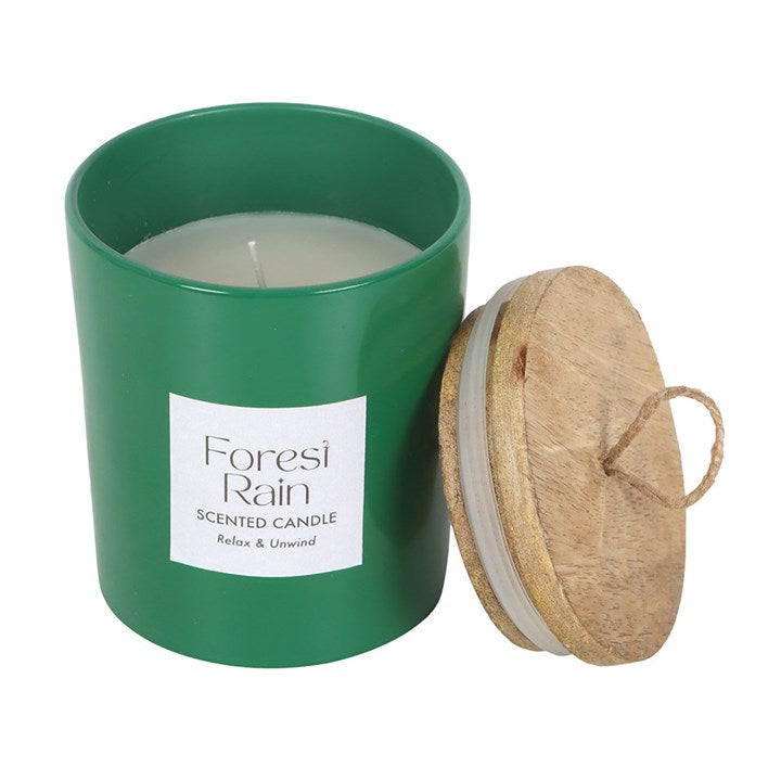 Forest Rain Candle with Wooden Lid – 28-Hour Burn Time
