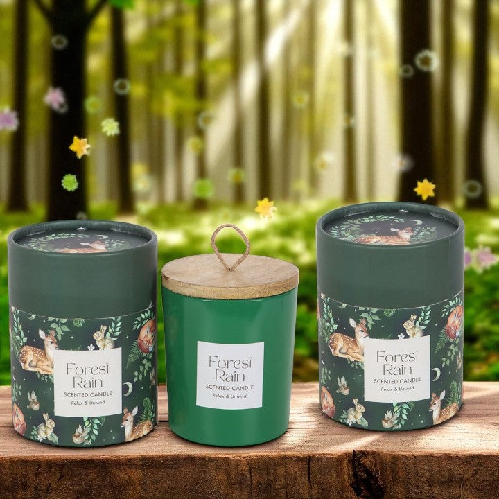 Forest Rain Candle with Wooden Lid – 28-Hour Burn Time