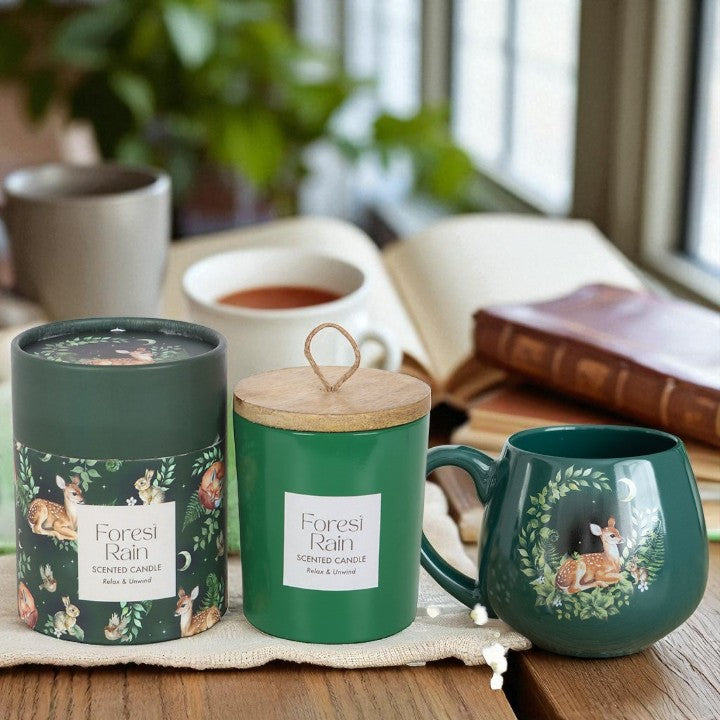 Forest Rain Candle with Wooden Lid – 28-Hour Burn Time
