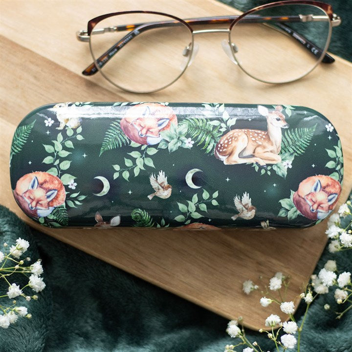 Forest Animal Print Hard-Shell Glasses Case with Cleaning Cloth