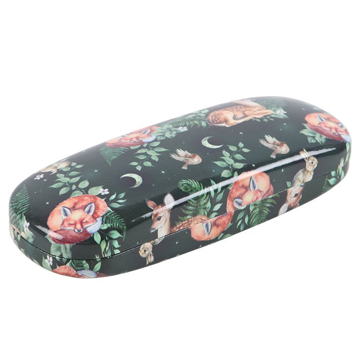 Forest Animal Print Hard-Shell Glasses Case with Cleaning Cloth