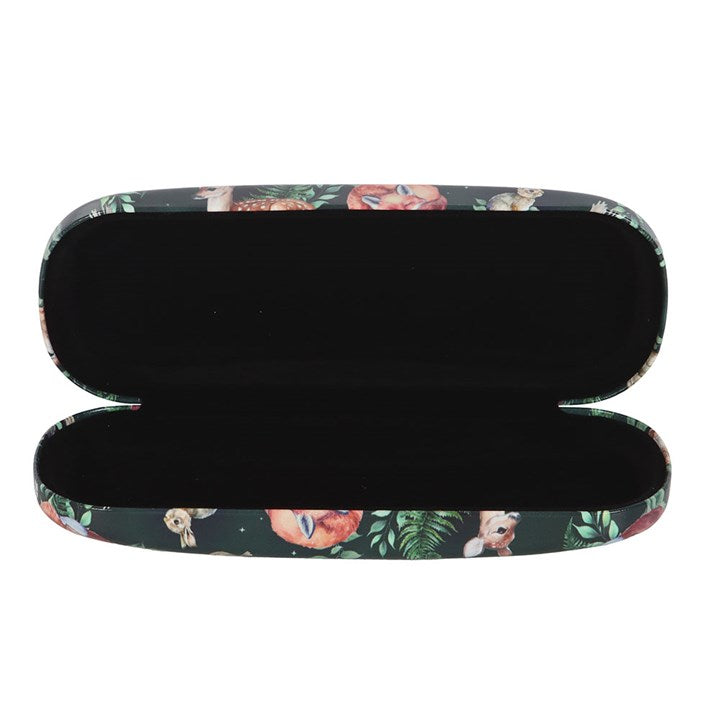 Forest Animal Print Hard-Shell Glasses Case with Cleaning Cloth