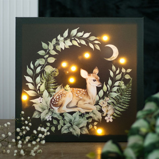 Woodland Fawn LED Light-Up Canvas Plaque