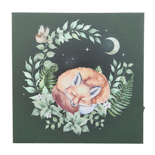 Sleeping Fox LED Light-Up Canvas Plaque