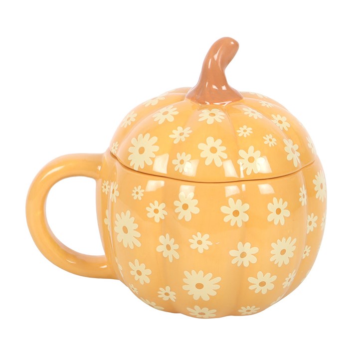 Groovy Floral Pumpkin Lidded Mug - 500ml