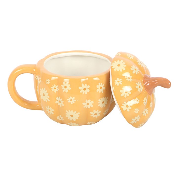 Groovy Floral Pumpkin Lidded Mug - 500ml
