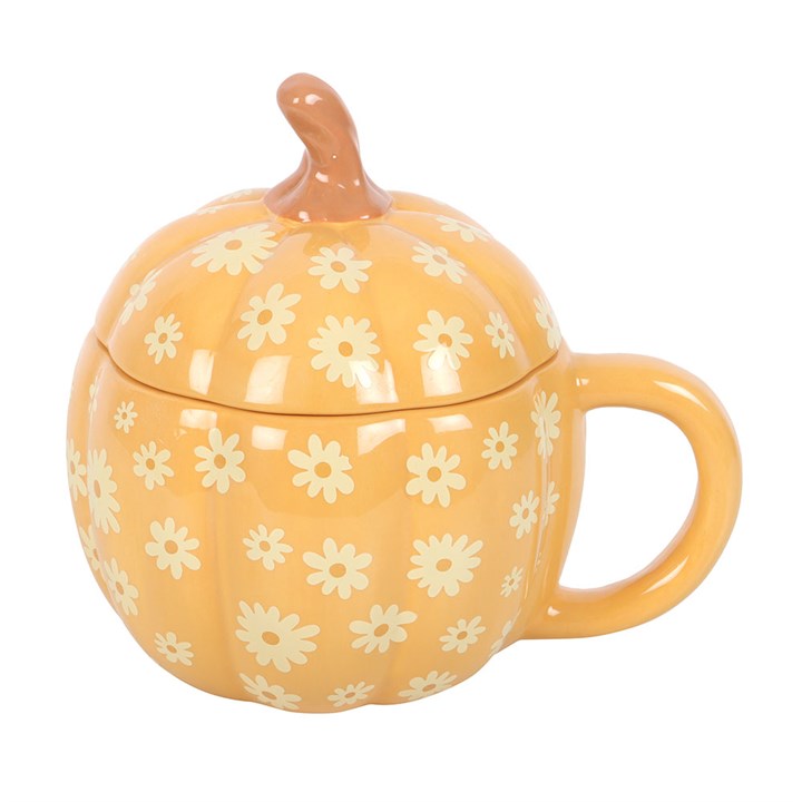 Groovy Floral Pumpkin Lidded Mug - 500ml
