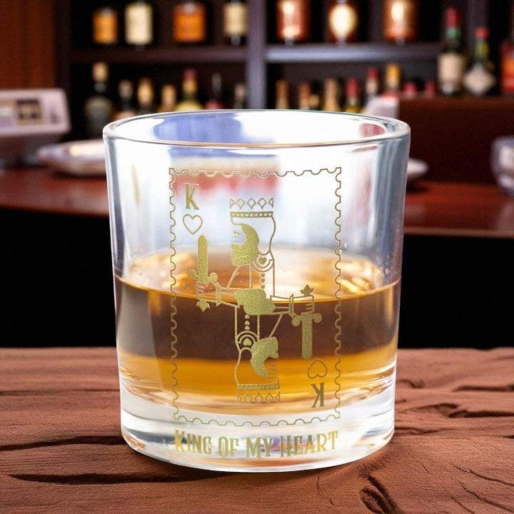 ‘King of My Heart’ Gold Playing Card Drinking Glass – 300ml