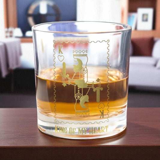 ‘King of My Heart’ Gold Playing Card Drinking Glass – 300ml