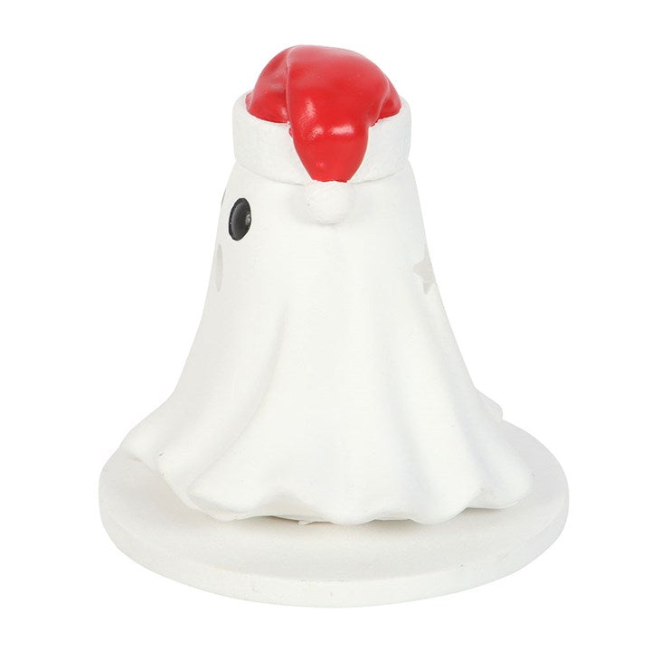 Ghost Incense Cone Holder with Santa Hat – Spooky Festive Décor