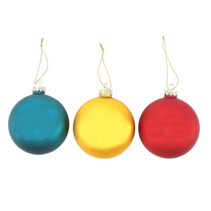 Set of 3 Glass Christmas Baubles – Holly Jolly, Noel & Merry and Bright
