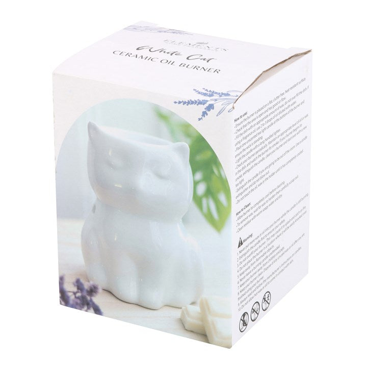 White Cat Ceramic Oil Burner – Purrfectly Scented Style