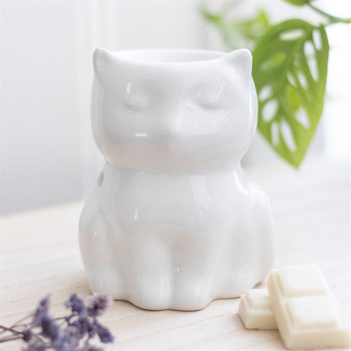 White Cat Ceramic Oil Burner – Purrfectly Scented Style