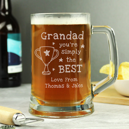 Personalised “Simply the Best” Engraved Pint Tankard – Trophy Design Gift